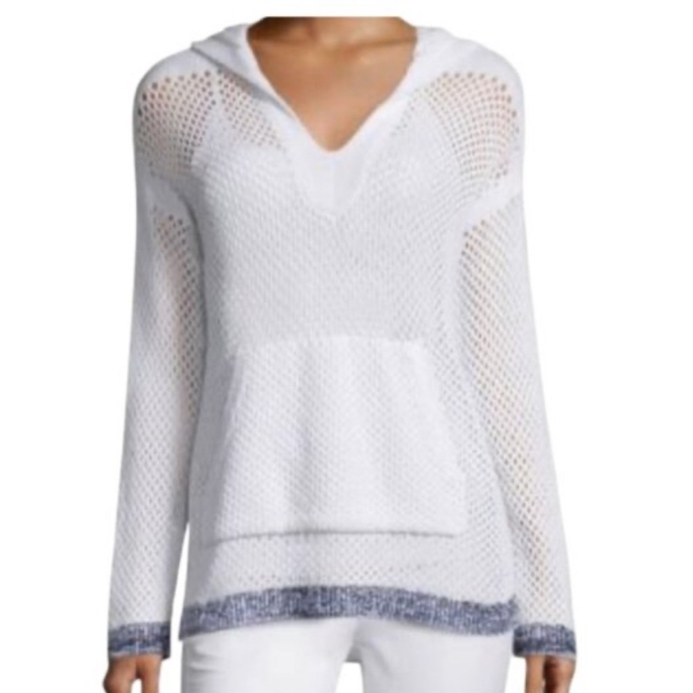 Rag & Bone White Knit Hooded Mesh Sweater